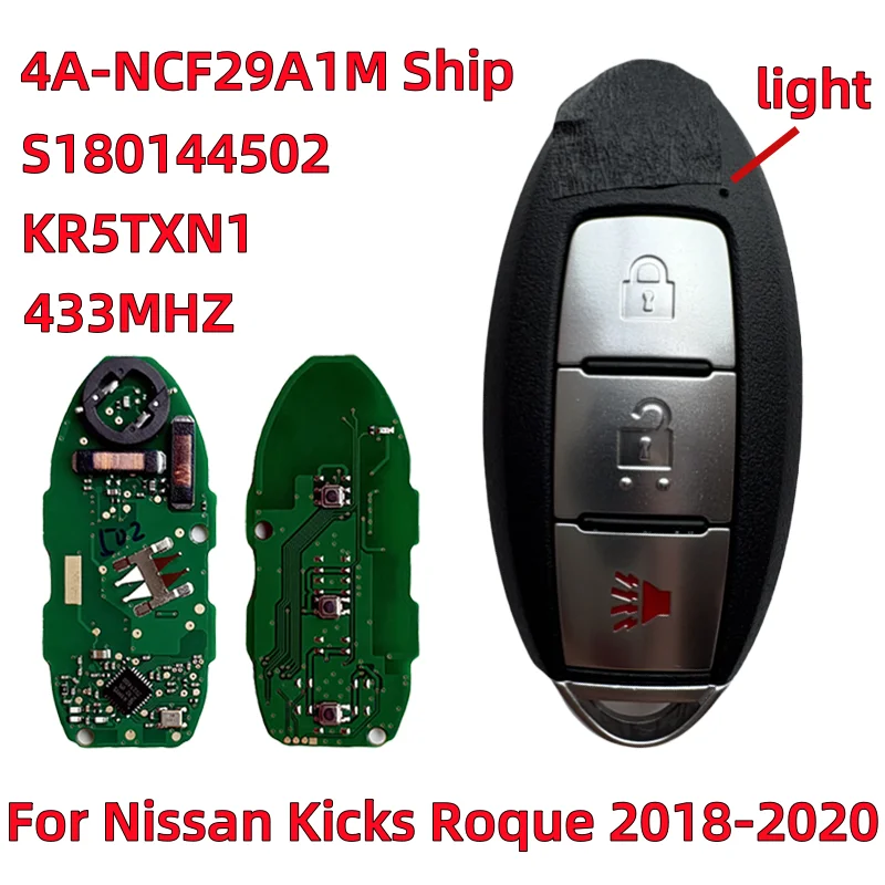 S180144502 For Nissan Kicks Rogue Sport 2018 2020 Remote Smart Car Key 3Buttons Fob 433Mhz 4A Ship NCF29A1M 285E3-5RA0A KR5TXN1