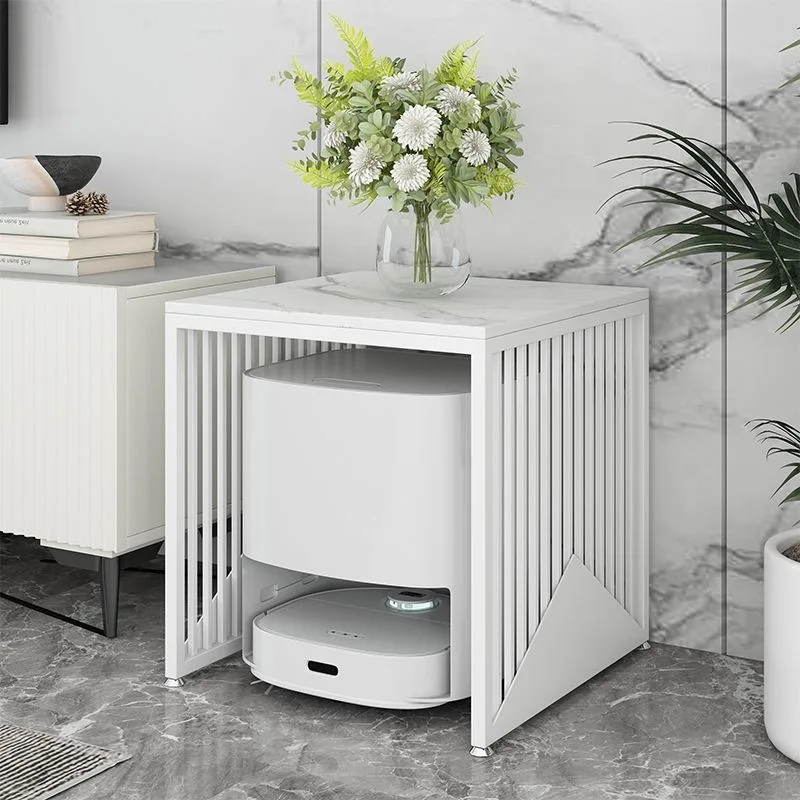 AOLIVIYA Tea Coffee Table Nightstand Storage Rack Sofa Corner Side End Stand Robot Base Station Slate Movable Home
