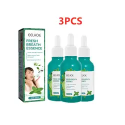 Gouttes à la menthe douces remodelées pour les soins buccaux, odeur de mauvaise bouche, essence pour se débarrasser de la mauvaise haleine, 3 pièces