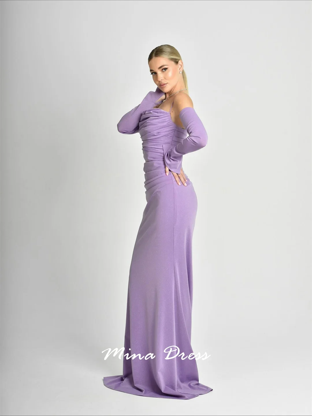 Mina Maßgeschneiderte Plissee-Kleider für besondere Anlässe, schulterfrei, luxuriöses Damen-Abendkleid, Schnür-Kleider für formelle Anlässe