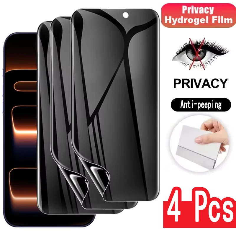 4er-Set Anti-Spionage Hydrogel-Folie für iPhone 17 Pro Max 16 15 14 13 12 11 Pro Sichtschutz-Displayschutzfolien für iPhone 16 Plus 17 Air XS ﻿