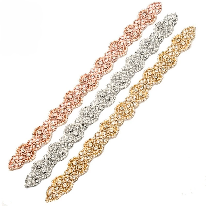 

Hand-Sewn Rhinestone Bridal Waist Cincher for Wedding Dress & Garment Embellishments, Luxury Wedding Accessories