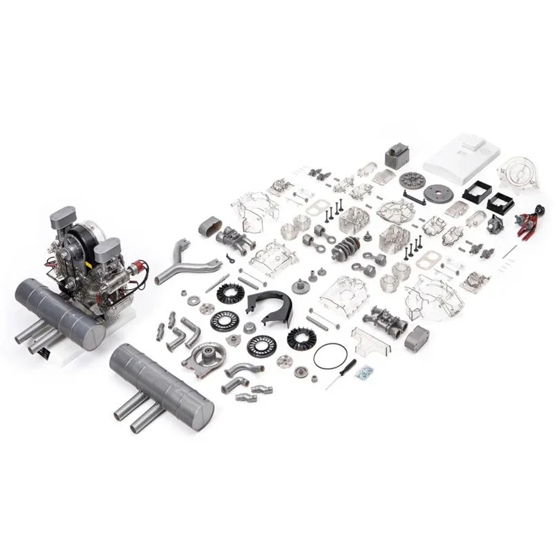 Mini Horizontaal Tegenover Viercilinder Motor Model Diy Race Motor Model Assemblage Kit 1:3 Model Elektrisch Speelgoed Cadeau