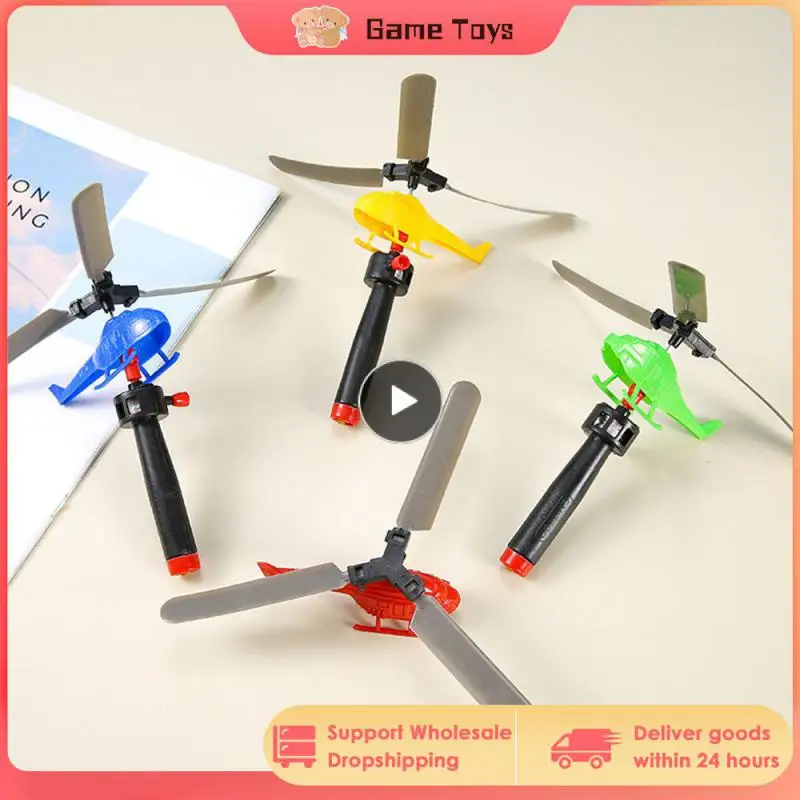 For Children Play Helicopter Bamboo Dragonfly Toys Aviation Model Drone Drawstring Plane Powered Helicopter Children Gift