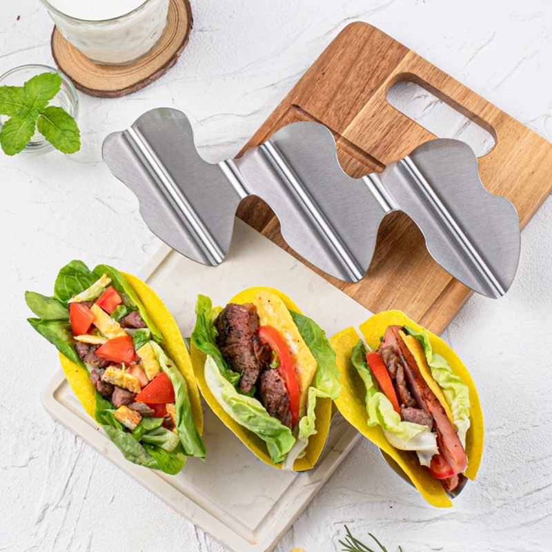 Taco Holder Stand Pancake Rack Taco Plates Display Stand Mexican Food Rack Stainless Steel Tortilla Taco Trays Kitchen Tools