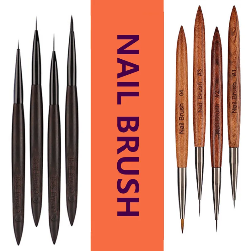 1/4 個白檀ハンドルネイルアクリルブラシ UV ジェル彫刻ペンブラシ液体粉末 DIY ネイル描画ネイルアートブラシ