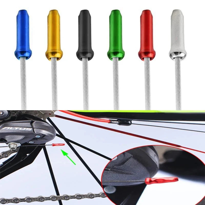 30/50/100Pcs Multiple Colors Aluminum Alloy Bicycle Brake Shifter Inner Cable Tips Wire End Cap Cable Line Core Cap Cover Gear