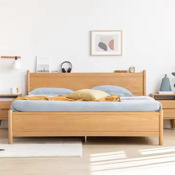 

Furniture Modern Simple Style Comfort Set Bed Double Bed Solid Oak Wood Storage Box Beds