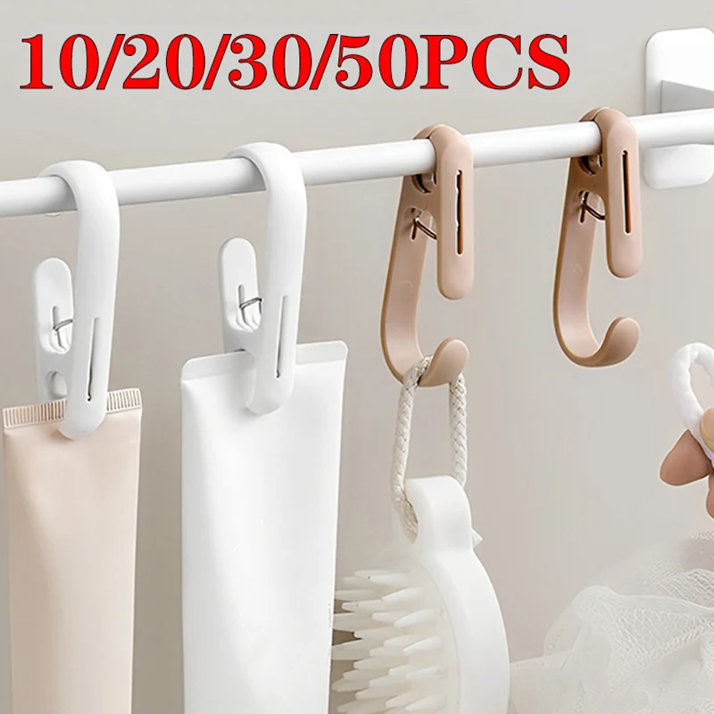 

10/20/30/50Pcs Space Saving Hook Clip Organizer For Kitchen Utensils Towels Clothes Pot Lid Multi Purpose Home Storage Accessori