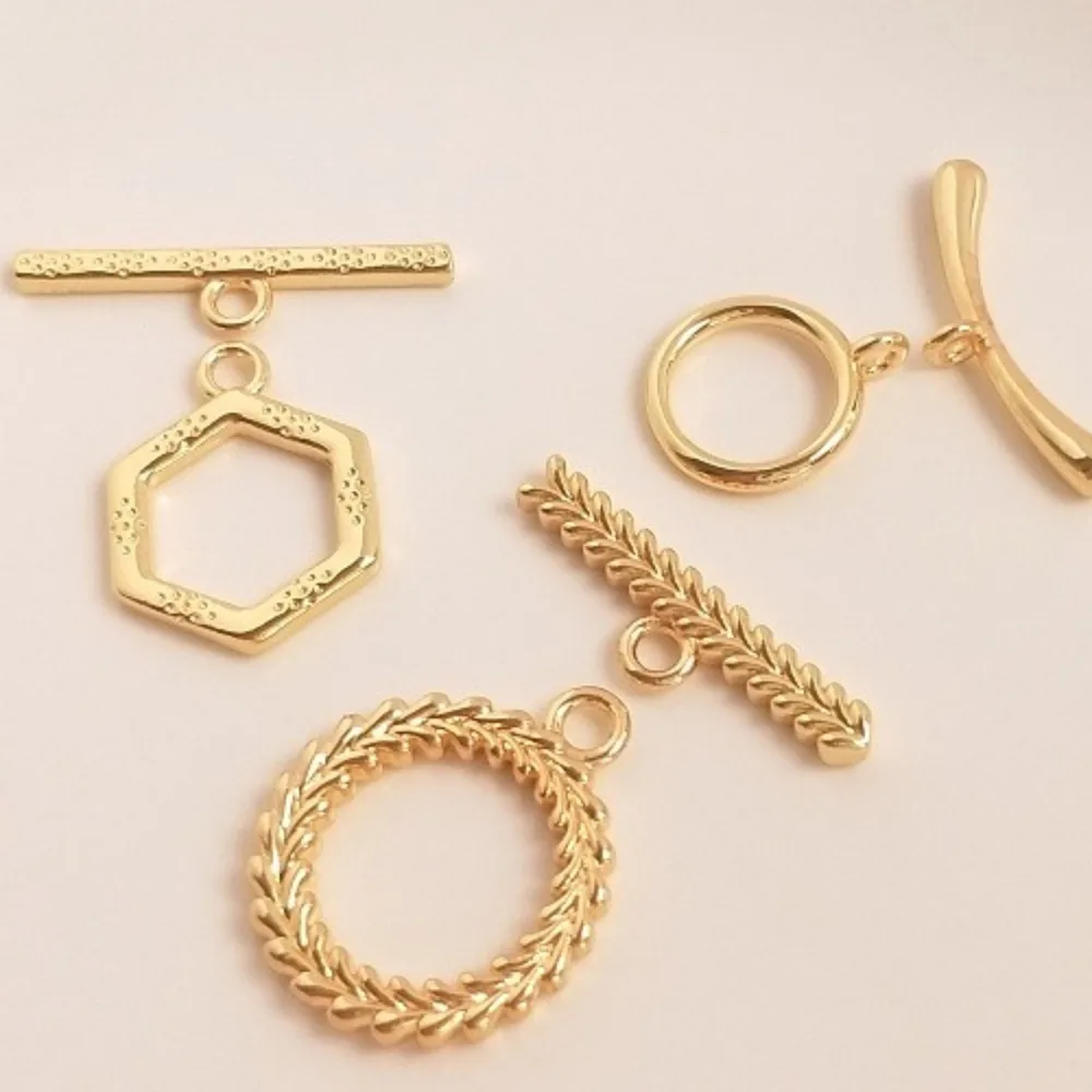 

Copper Clasps & Hooks 14K Gold Color Necklace Buckle Pearl Hand Button Head Connecting Buckle DIY Jewelry Accessories Wholesale