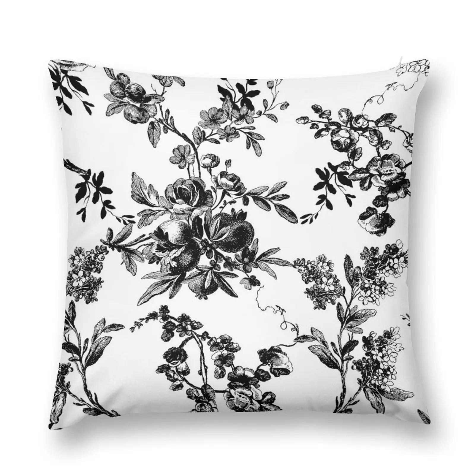 

Black Floral Toile Throw Pillow Throw Pillow Cushion Cover For Sofa Decorative Pillow Covers For Sofa cover luxury