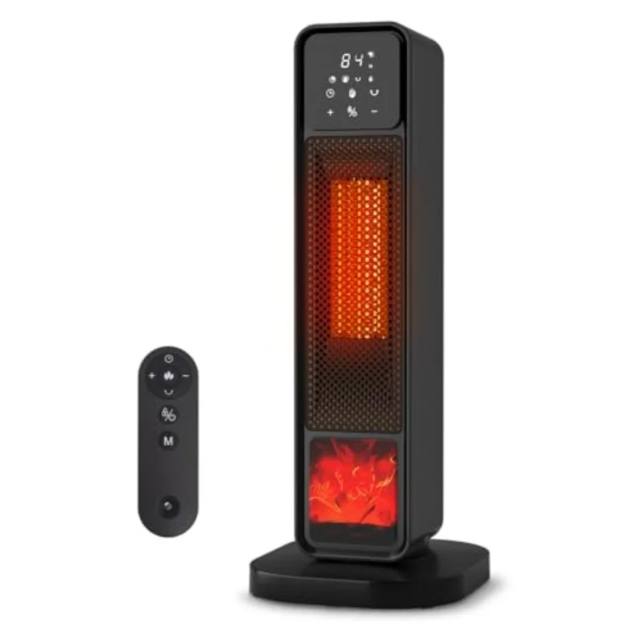

Space Heater for Indoor Use Large Room Heater with 3D Flame Effect 1500W Electric Portable warmer with ECO Mode Remote Control