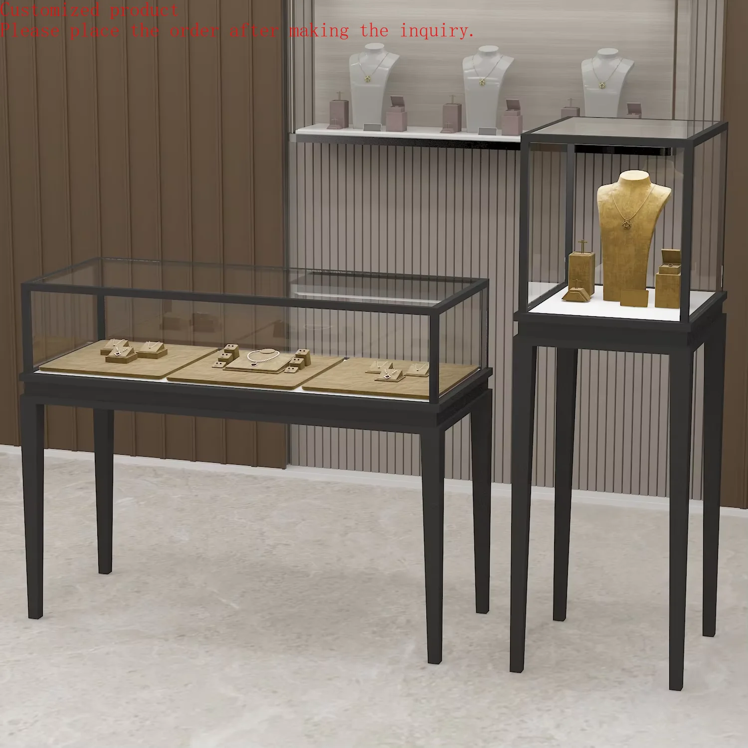 

Custom.Custom Jewelry Glass Cabinet Showcase Jewelry Kiosk with LED Light