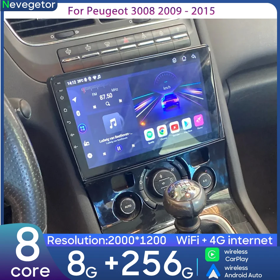 For Peugeot 3008 2009 - 2015 Car Intelligent Multimedia Player Android Auto All-in-one Navigation GPS Android Video Player