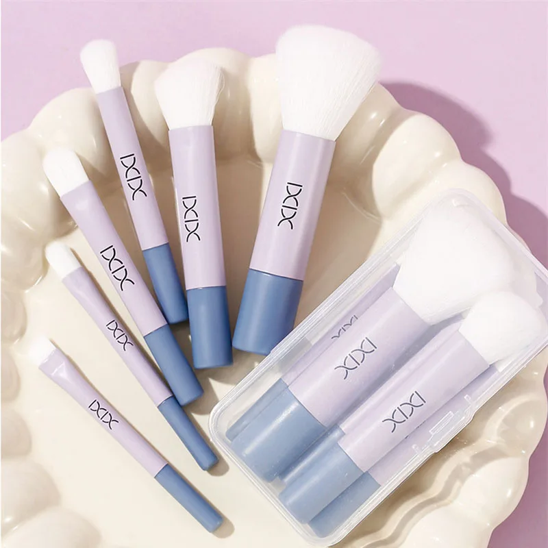 Set di pennelli per trucco da viaggio da 6 pezzi con scatola di immagazzinaggio Macron Set di pennelli per contorno portatile in polvere cosmetica, fard, naso, ombretto