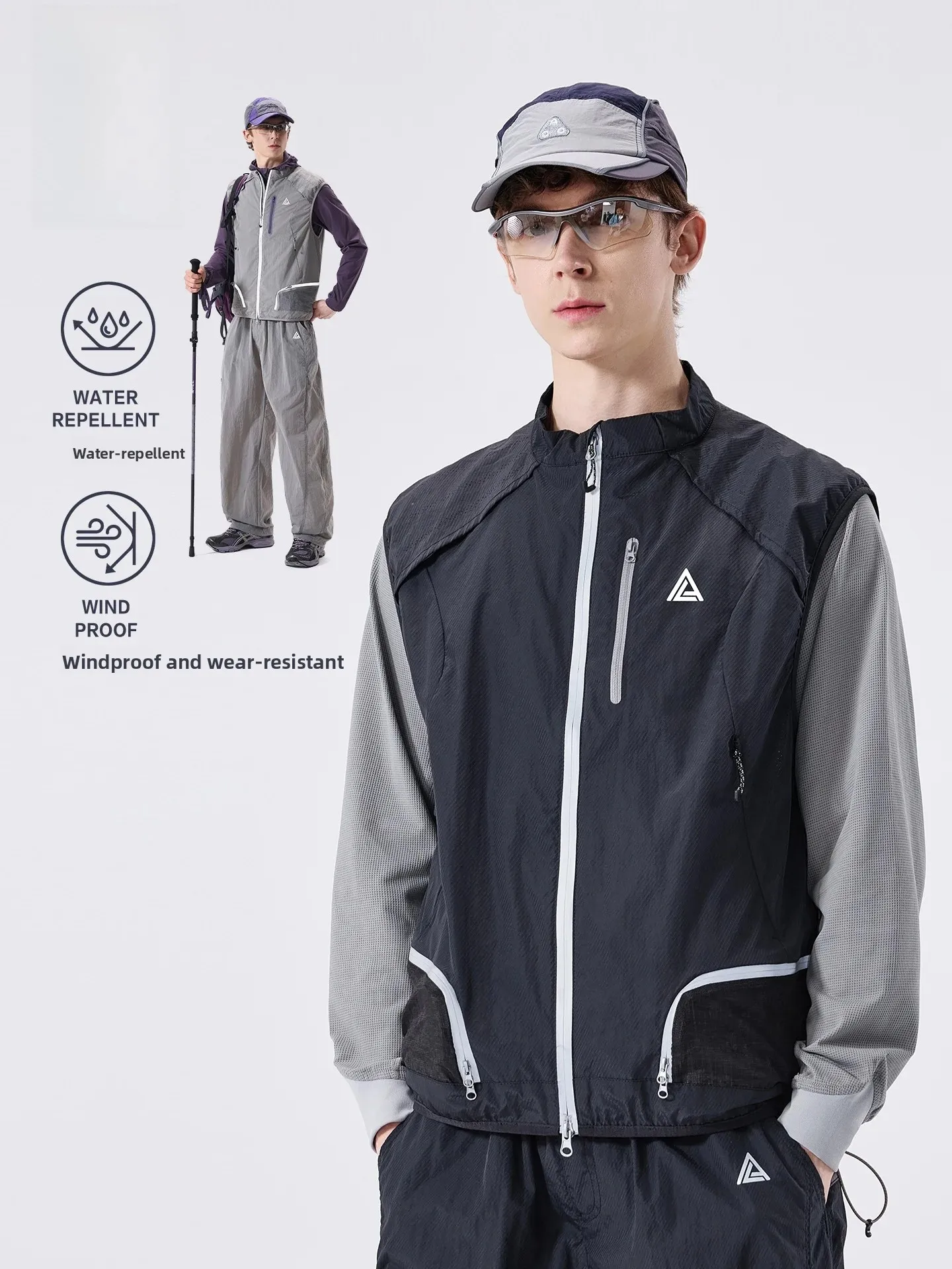 LAZY DAY Outdoor Climbing Waterproof Quick Dry Reflective Men's Lightweight Workwear Vest Polyester Fabric Windproof Youth Sport