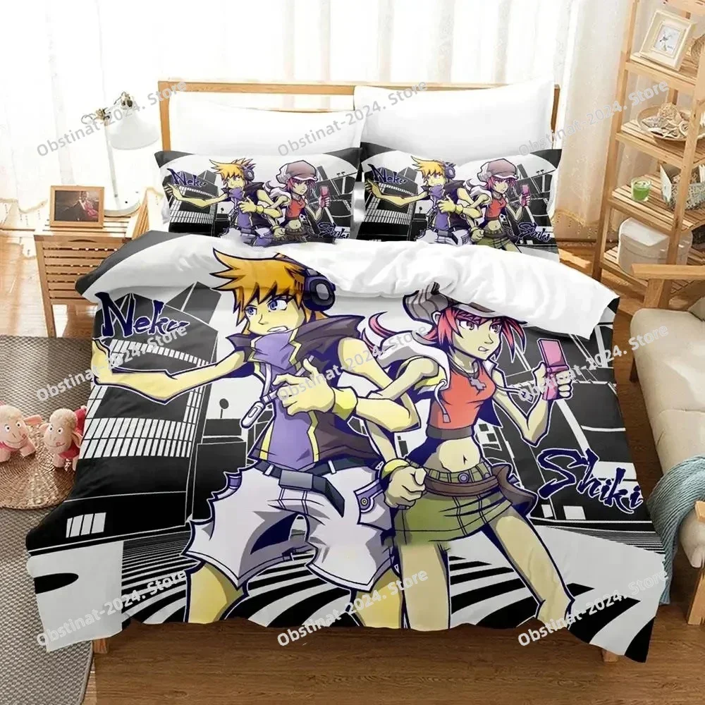 Anime The World Ends with You Neku Sakuraba 3D Printing Comforter Bedding Set,Duvet Cover Quilt Cover Pillowcase,King Queen Size