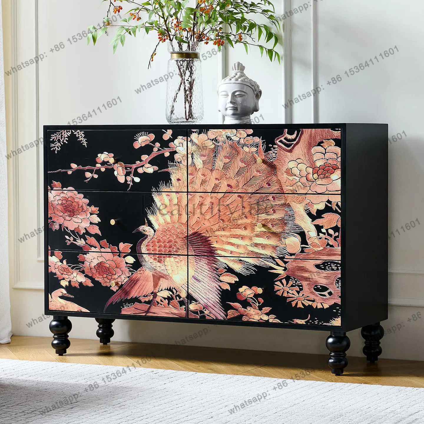 French style Chinese style chest, bedroom storage against the wall, locker