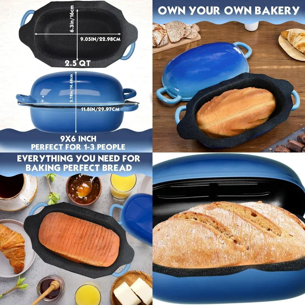 

Чугунная форма для хлеба объемом 2,5 литра с перфорированной силиконовой подкладкой и крышкой для домашней выпечки хлеба