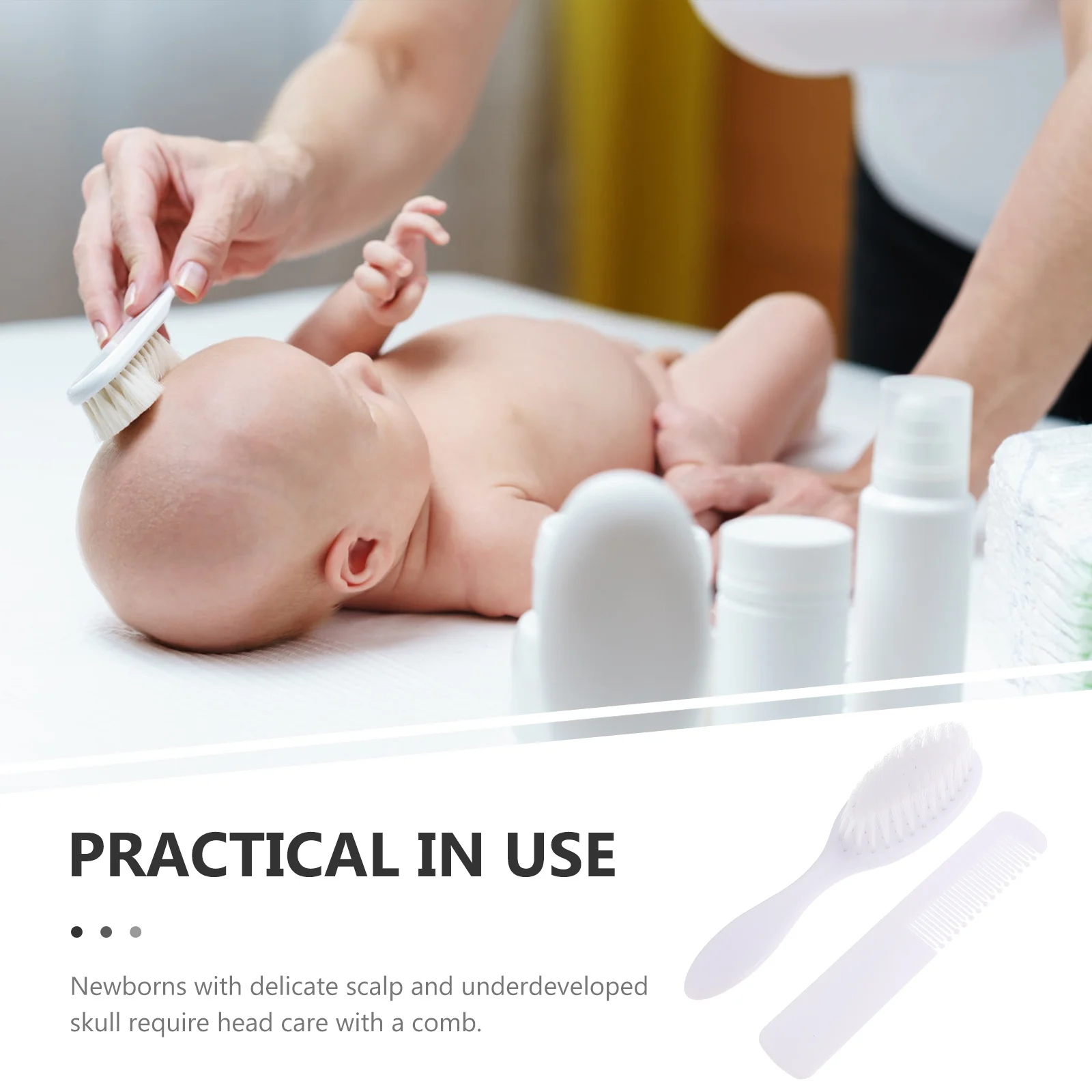 

1Set Hair Washing Brush and Comb Set Baby Hair Brush for Newborns Toddlers Detangles Knots While Massaging Scalp White Bathing