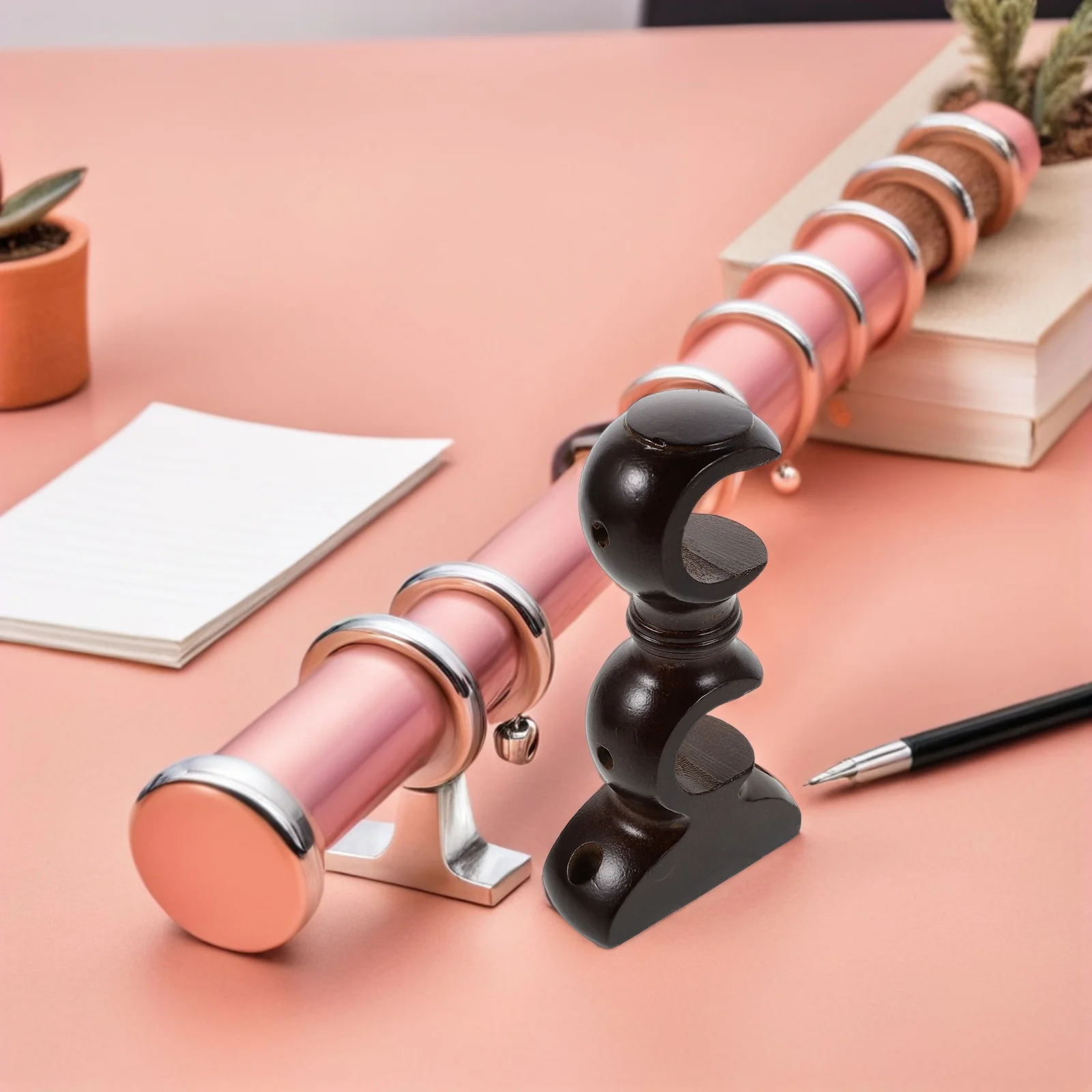 

2pcs Wooden Curtain Rod Brackets 28Mm Diameter For Living Room Bedroom Curtain Support Wall Mount Holders Drapery Rod