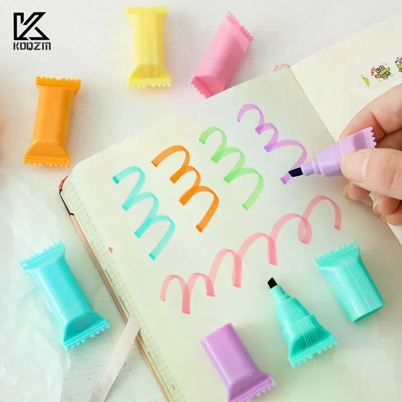 

Студенческая цветная флуоресцентная ручка для заметок, 6-цветная канцелярская ручка с изображением капибары, косые маркеры, толстые маркеры