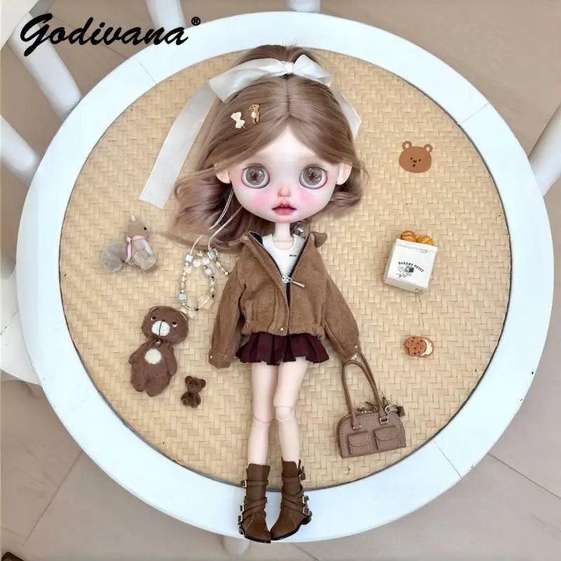 special-1-6-blythe-ob22-ob24-azone-autumn-suede-set-preppy-oversized-zipper-coat-with-inner-vest-and-pleated-skirt-3pieces-set