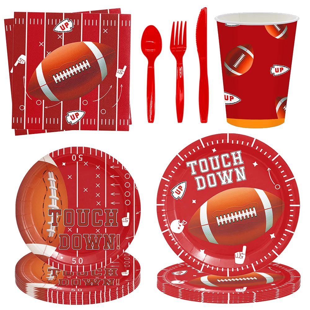 American Football Party Tableware Paper Plates Napkins Rugby Sports Themed Baby Shower Decoration Boy Men Football Party Supplie