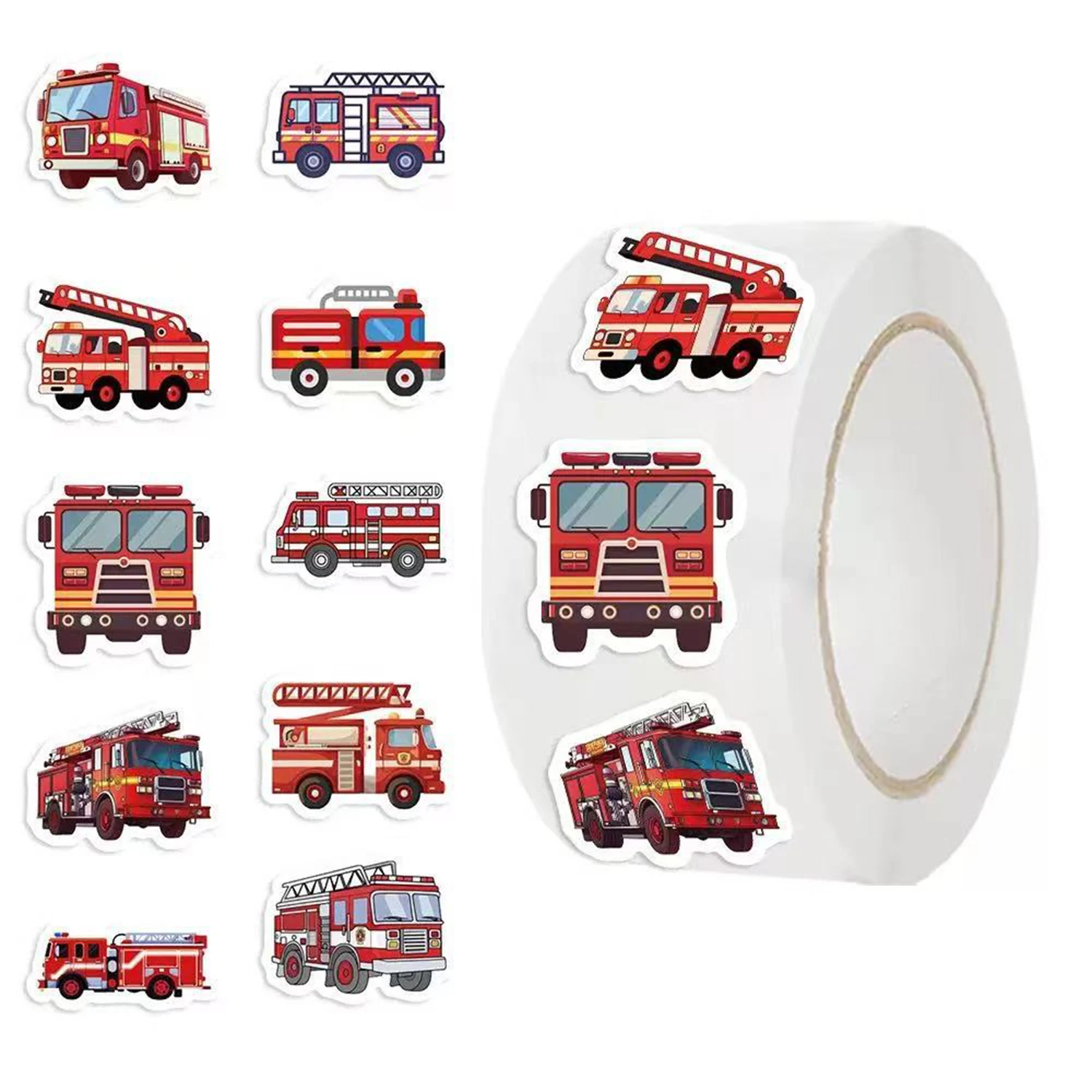 1 لفة 500 قطعة شاحنة مكافحة الحرائق لودر أطفال بالريموت كنترول ملصقات البناء للأطفال المراهقين مركبة سيارة قعادة ملصقات للمدرسة #4