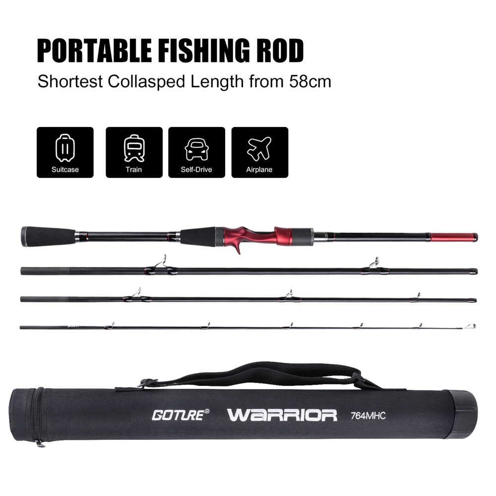 Goture WARRIOR Ⅱ Fishing Rods Carbon Fiber 4 Sections Light Portable Travel Lure Rod Spinning Casting FUJI Fishing rod M MH ML