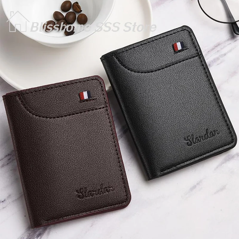 【S】New Super Slim Soft Wallet PU Leather Mini Credit Card Wallet Purse Card Holders Men Wallet Thin Small Short Coin