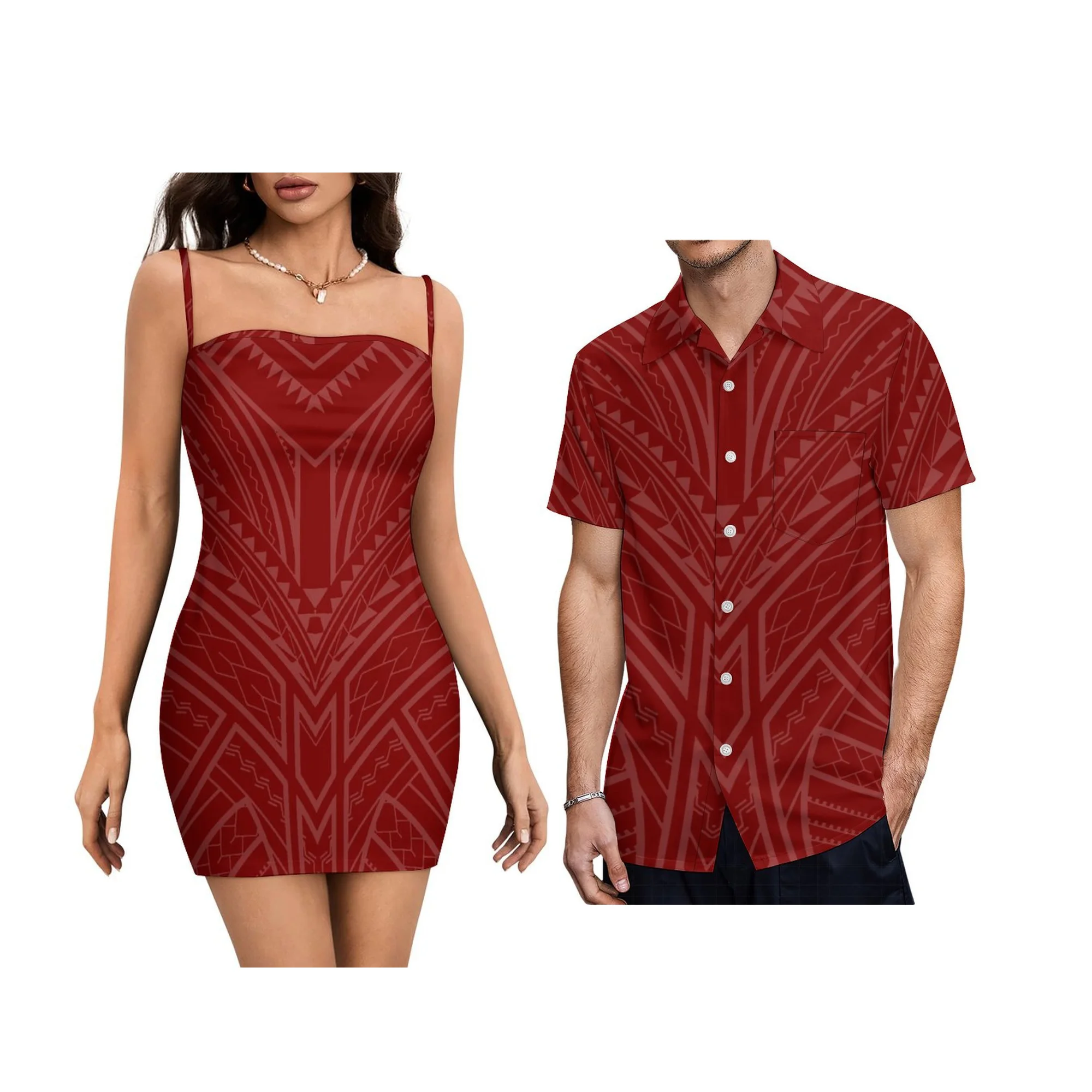 High Quality Customized Women Sling Strap Dress Polynesia Tribal Print Design Summer Sleeveless Sexy Prom Camisole Dress