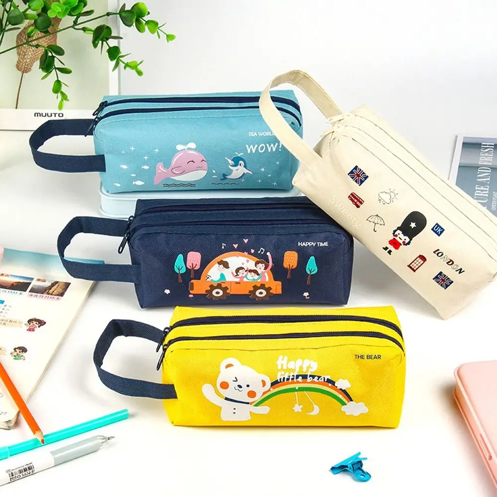 Stationery Students School Supplies Marble Pattern Large Capacity Pen Pouch Pencil Bag Cartoon Pen Bag Zipper Pouch Pencil Case