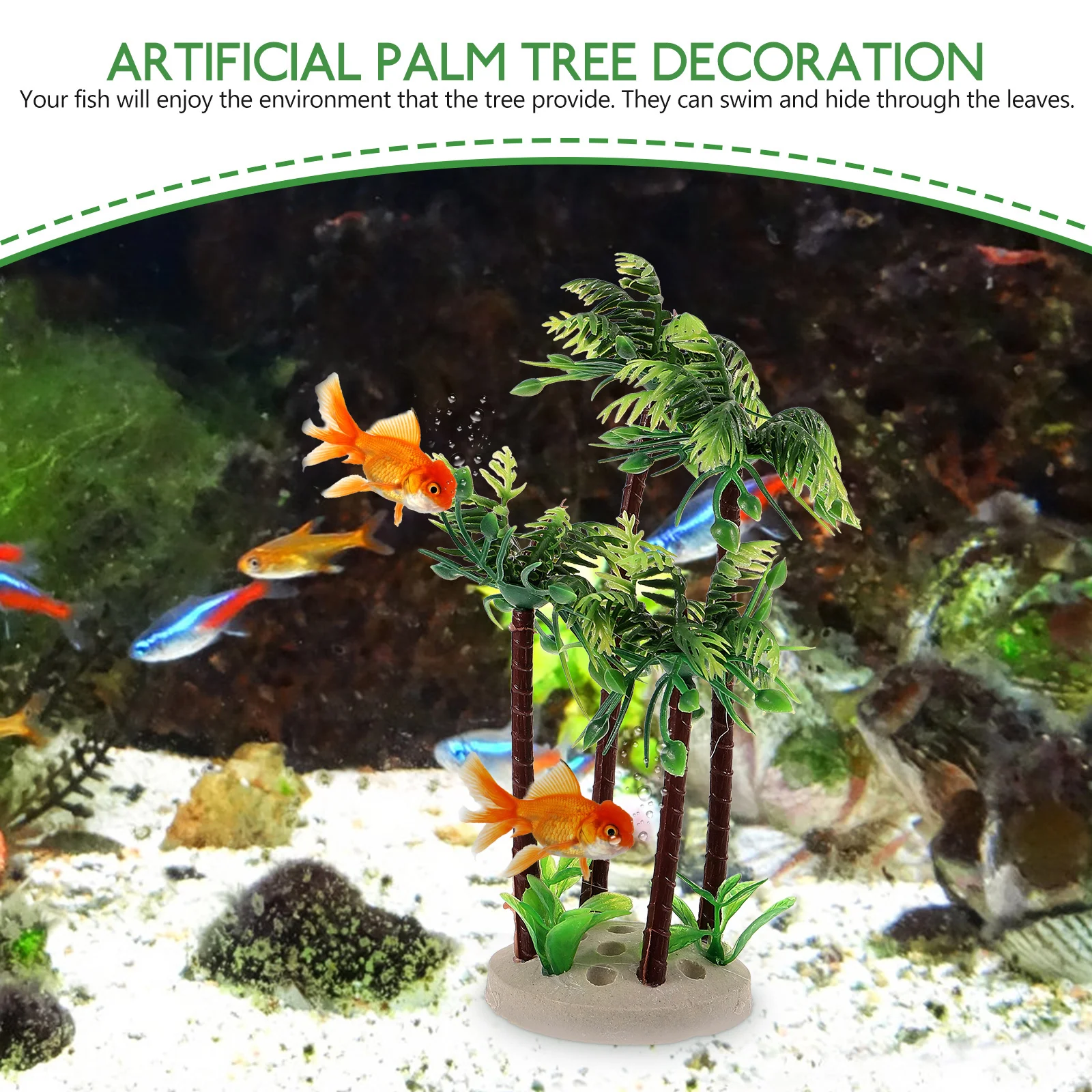 

Simulation Palm Tree Decor For Aquarium Fish Tank Plants Artificial Landscape Decorations Lightweight Pets Accessories