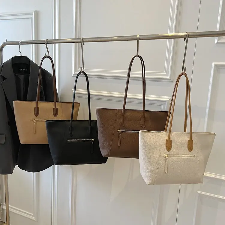 

2025 Autumn 268 New PU Tote Bag Fashion Trend Versatile Large Capacity Simple Commuter Shoulder Handbag