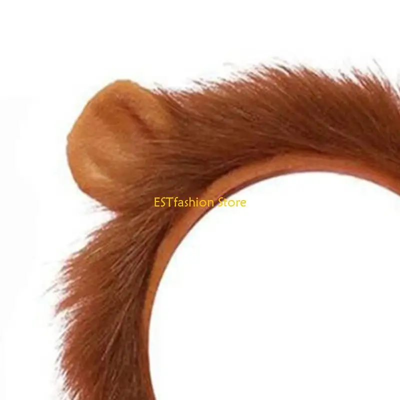 Y5GC 동물 귀 머리띠 테일 라이온스 의상 어린이의 날 무대 공연 소품