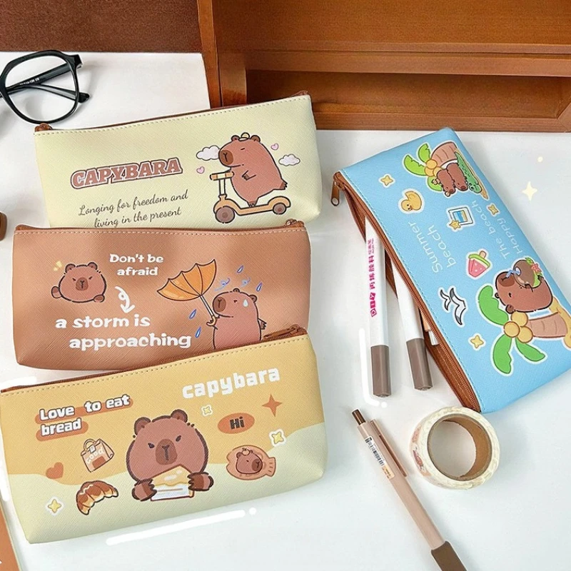 

1 шт., милый студенческий пенал с капибарой, детская канцелярская сумка-карандаш с героями мультфильмов, сумка для хранения канцелярских принадлежностей
