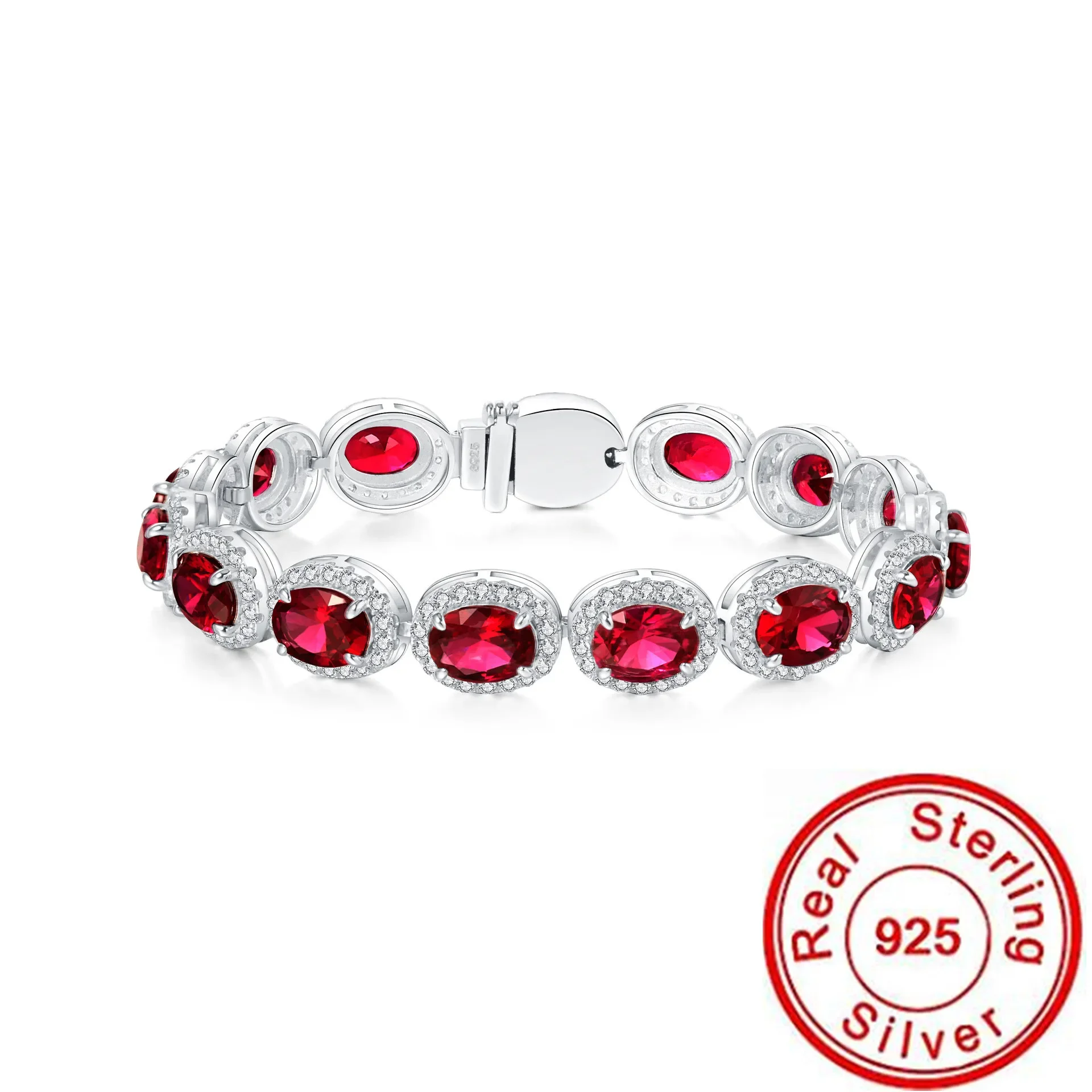 

Antique Ruby Diamond Bracelet 100% 925 Sterling Silver Party Wedding bracelets Bangle for women Bridal Charm Fine Jewerly