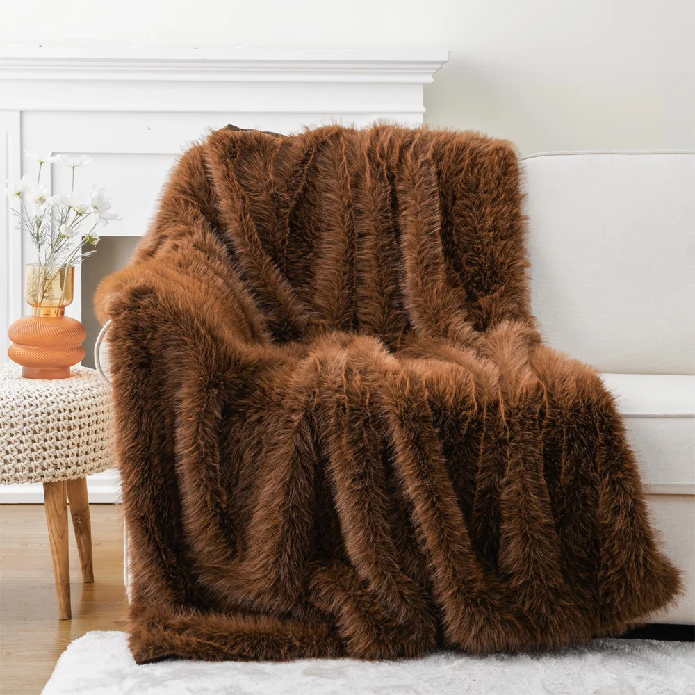 

Imitation Fur Cover Blanket Thickening Sofa Throw Blankets for Bedroom Warm Luxury Fluffy Faux Fur Blanket Winter Warm Covers