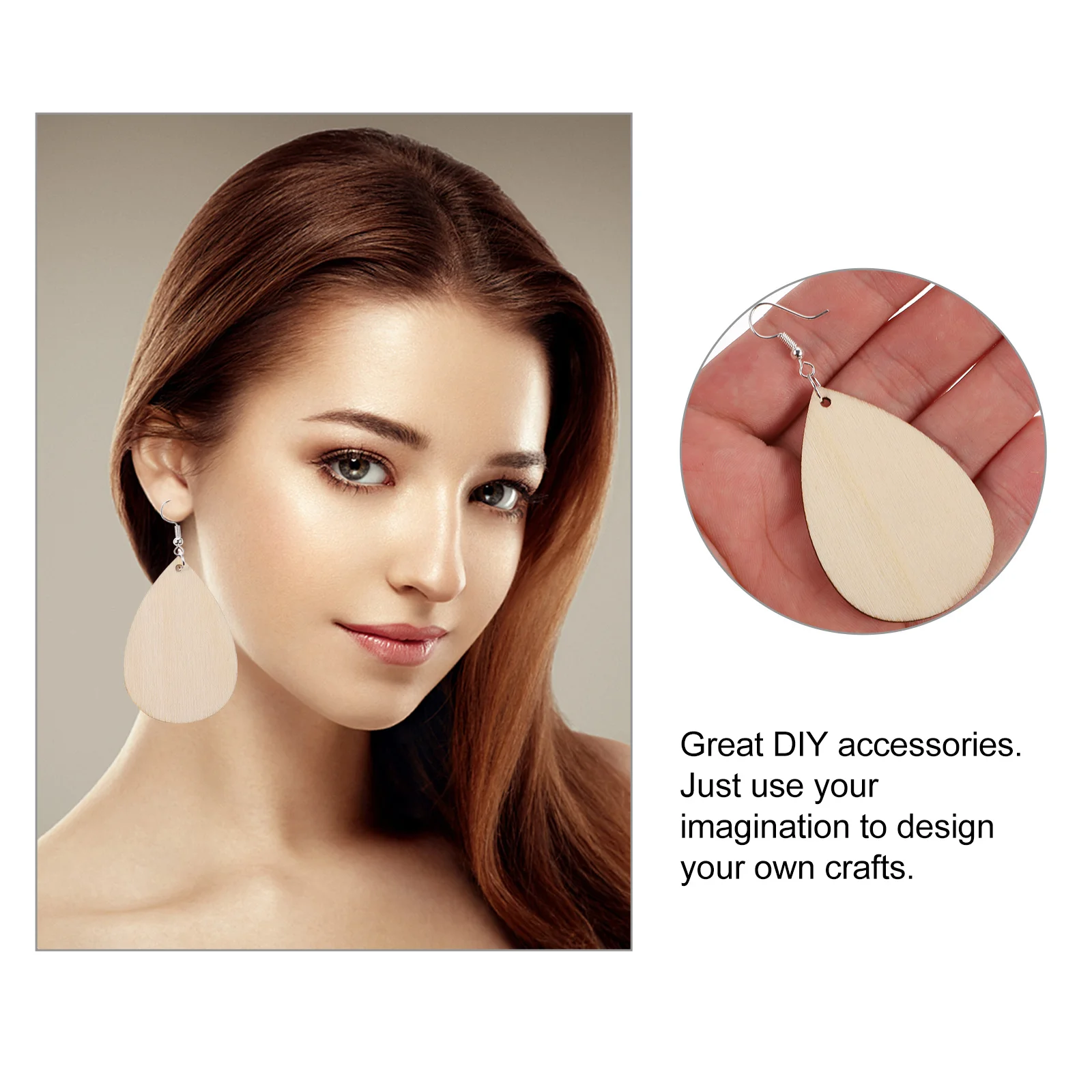 300Pcs Wooden Earrings Set Unfinished Wood Pendant DIY Craft Kit Party Celebration Wedding Jewelry Pendants Earring Pendant Kit