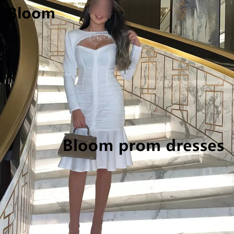 

Cut-Out Short Prom Dresses 2024 Knee-length Long Sleeves Tassels Ruffle Formal Dress Elegant Party Dresses For Women 2024