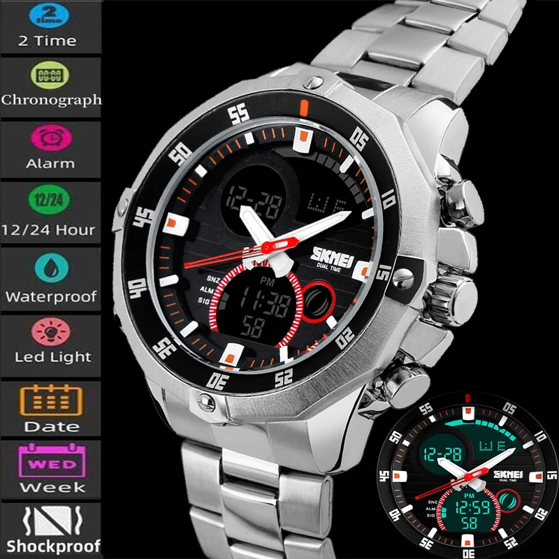 

SKMEI 2016 New Watches Men Luxury Brand Fashion Casual Business Sports Wrist watches Dual time Digital Analog Quartz Watch