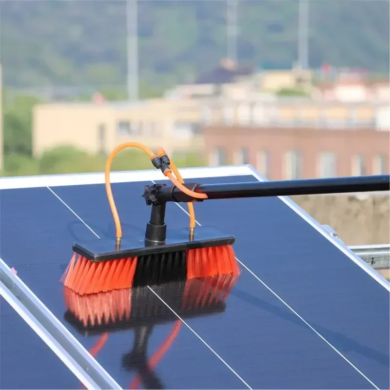 Solar Panel Cleaning Kit 2 Water Outlet,Soft bristle Water Brush Set,Window Cleaning Brush for External Cleaning of Ships, Truck