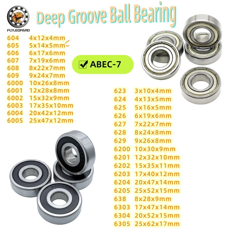 1 قطعة الكرات الأخدود العميق 6000 6001 6002 6003 6004 6005 6200 6201 6202 6203 6204 6205 6301 638 ZZ 2RS الكروم الصلب محامل