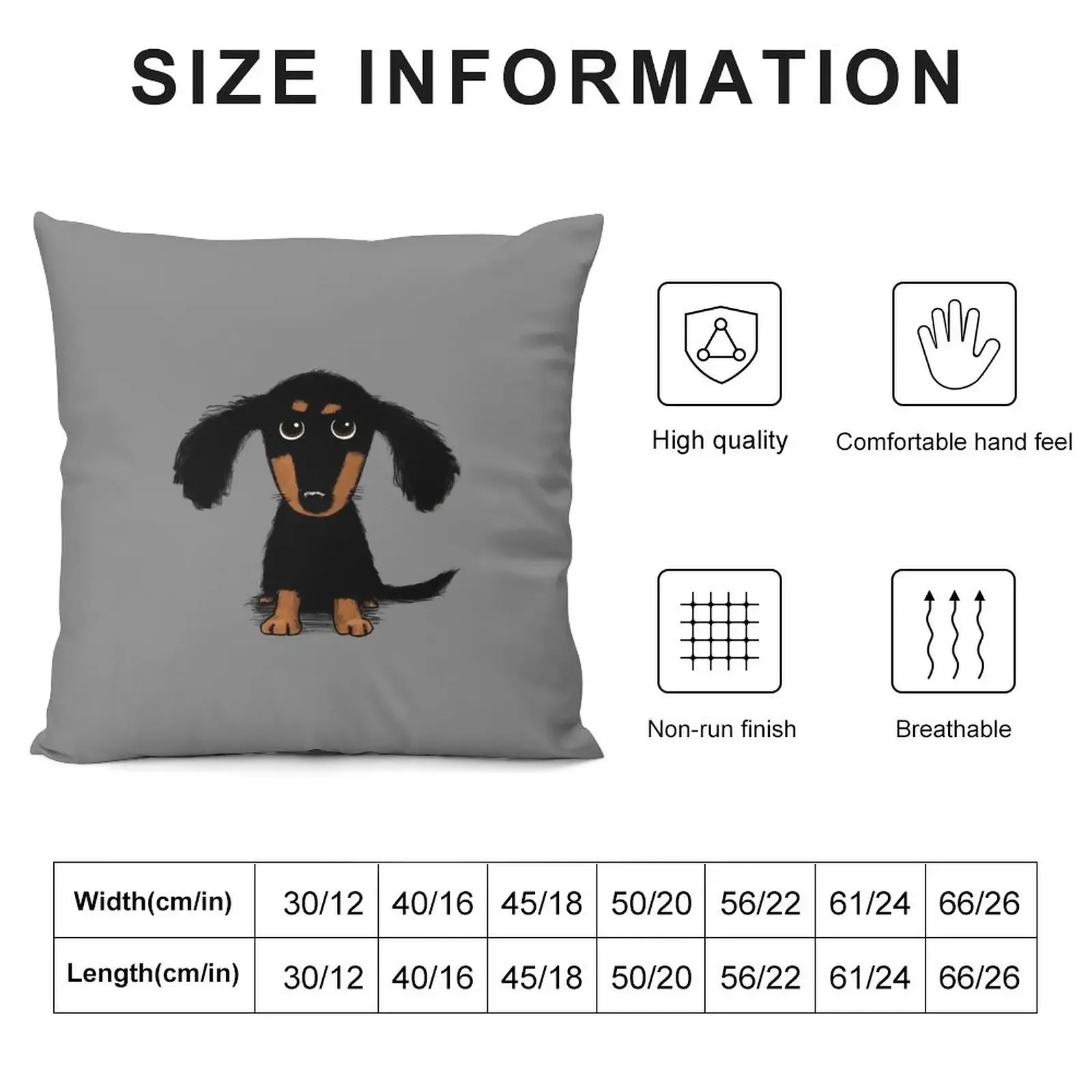 Longhaired Dachshund Black and Tan Puppy Dog Throw Pillow Pillow Cases Luxury Sofa Cushions christmas pillowcases pillow