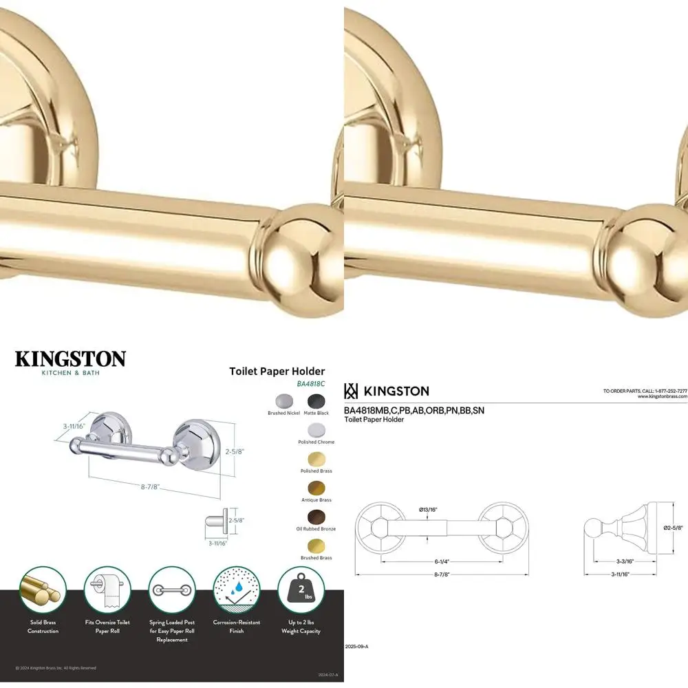 

Polished Brass Metropolitan Style Toilet Paper Holder, 8.75 Length