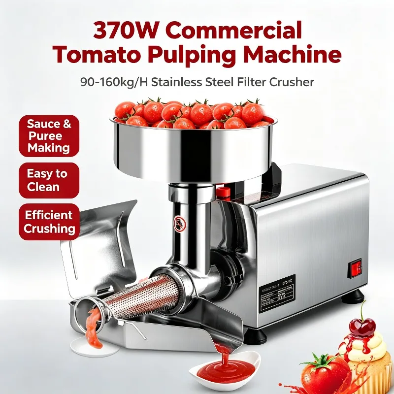 370W Commercial Tomato Filter Machine 90-160kg/H, Stainless Steel Tomato Pulping Crushing Machine For Fruit Puree Making
