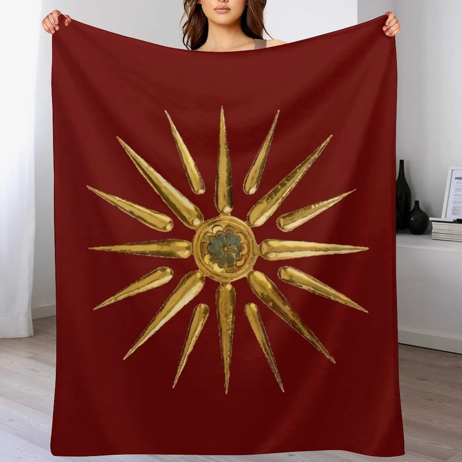 

Macedonian Sun Ancient Symbol Design Throw Blanket Camping Decorative Beds Summer Beddings Blankets