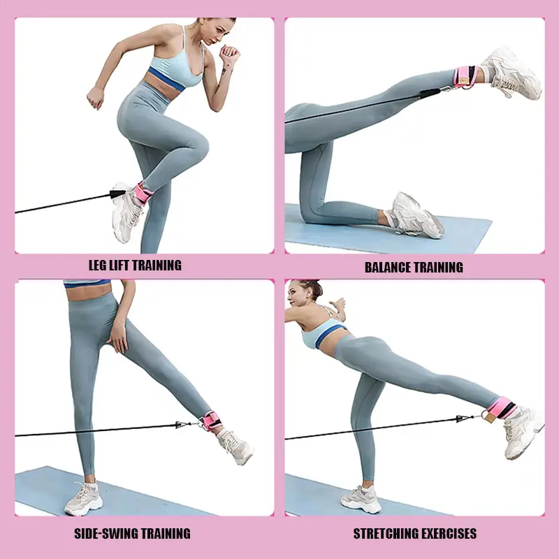 Ankle Straps Resistance Bands Set Fitness Workout Exercise Equipment Ankle Weight Yoga Elastic Fitness Band For Gym Man Woman - 6