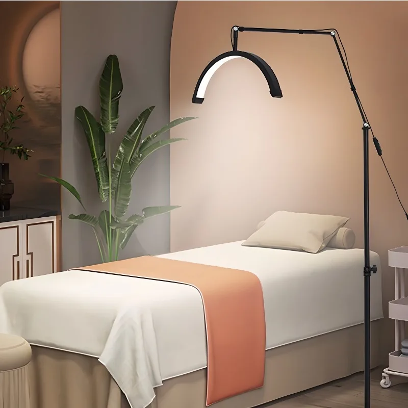 Half Moon Eyelash Floor Lamp Modern Skincare Tattoo Moon Beauty Ring Light With Phone Clip Extension Adjustable Lash Led Light